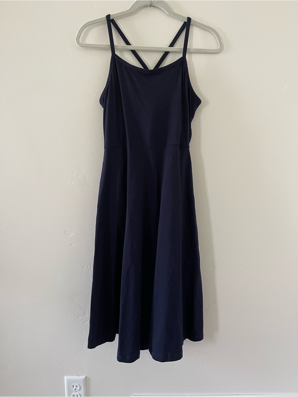 Pact Fit and Flare Classic Navy Strappy A-Line Dress Large
